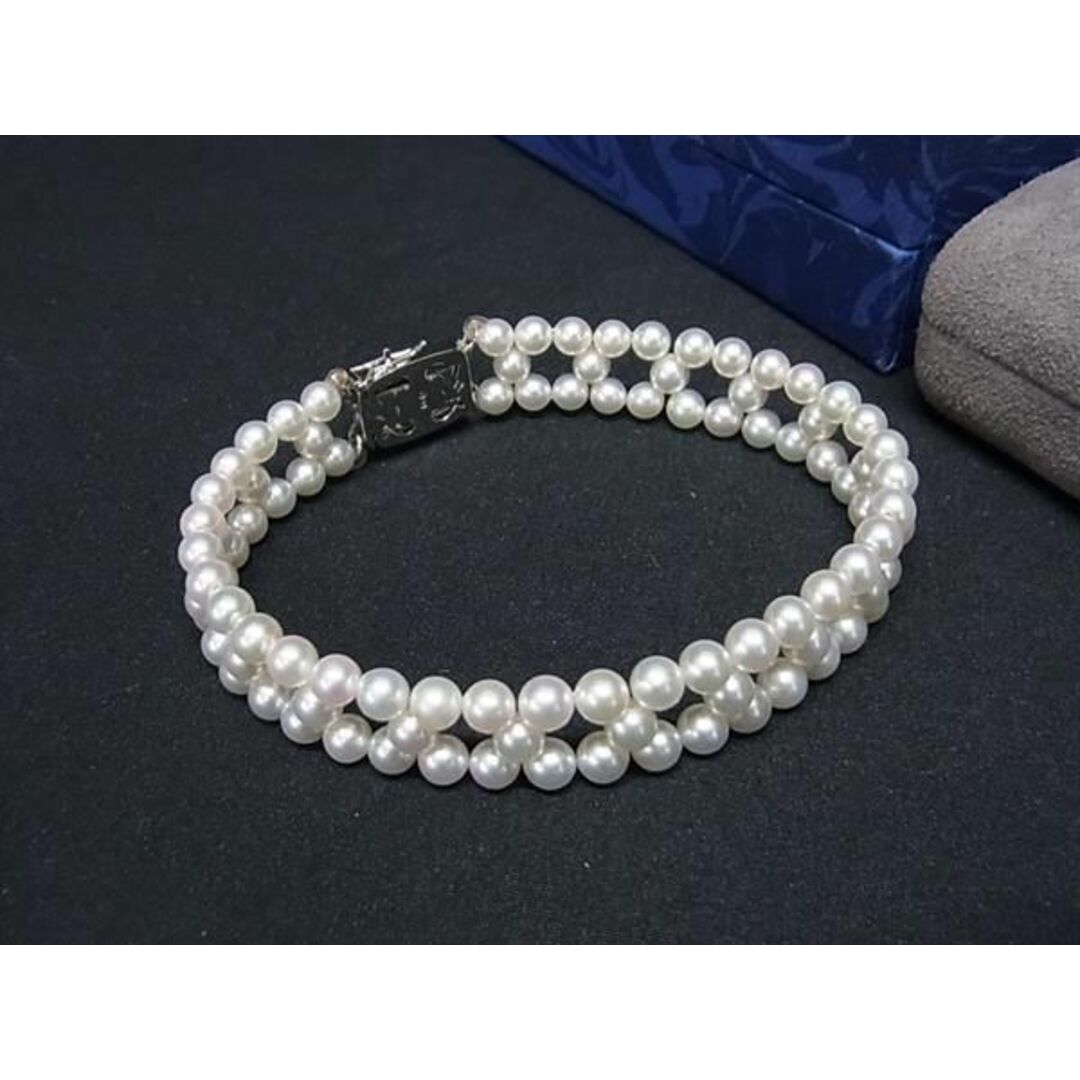 MIKIMOTO(ミキモト)の■新品同様■ MIKIMOTO ミキモト SV925 本真珠 アコヤ真珠 パール 約4mm ブレスレット アクセサリー アイボリー系 AS9614  レディースのアクセサリー(その他)の商品写真