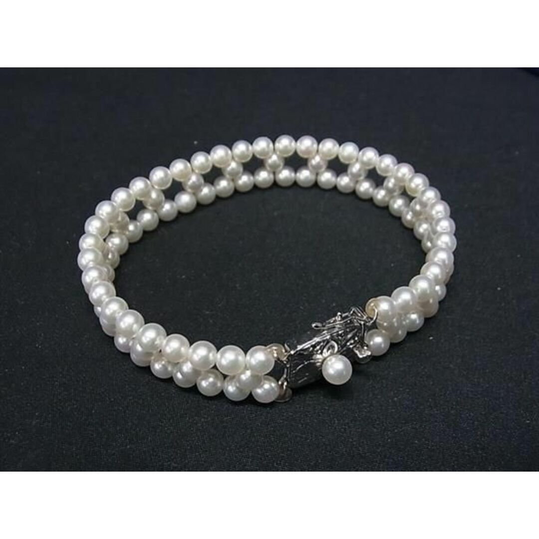 MIKIMOTO(ミキモト)の■新品同様■ MIKIMOTO ミキモト SV925 本真珠 アコヤ真珠 パール 約4mm ブレスレット アクセサリー アイボリー系 AS9614  レディースのアクセサリー(その他)の商品写真