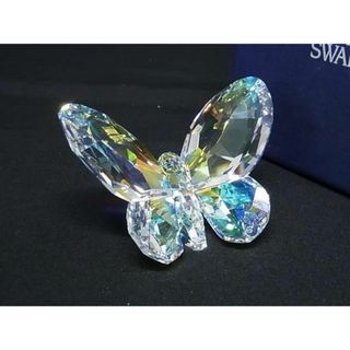 スワロフスキー(SWAROVSKI)の■極美品■ SWAROVSKI スワロフスキー クリスタル オーロラ バタフライ 蝶 オブジェ 置物 インテリア クリア AS9695(その他)