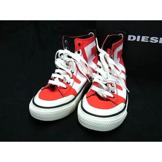 ディーゼル(DIESEL)の■新品同様■ DIESEL ディーゼル キャンバス ハイカット スニーカー サイズ9(約27.0cm) 靴 シューズ メンズ レッド系×ホワイト系 CD1478 (その他)