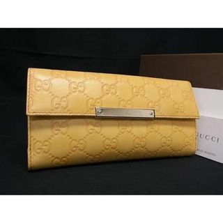 グッチ(Gucci)の■極美品■ GUCCI グッチ 112715 GG柄 グッチシマ レザー 二つ折り 長財布 ウォレット レディース イエロー系 AX1154 (長財布)