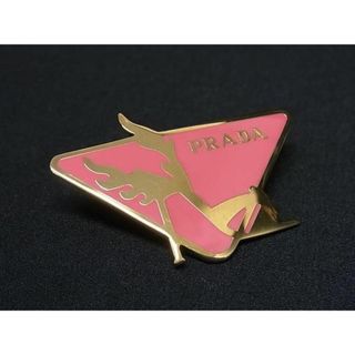 ■新品同様■ PRADA プラダ ピンバッジ ピンブローチ アクセサリー メンズ レディース ピンク系×ゴールド系 AS8234 