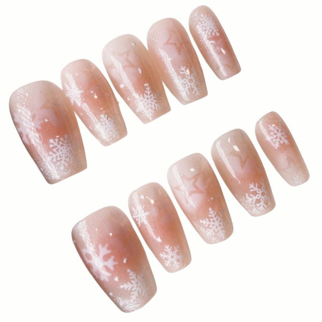 【色: #7 雪の華】Kokowomite Nails 手作り ネイルチップ 韓 コスメ/美容のネイル(ネイルケア)の商品写真