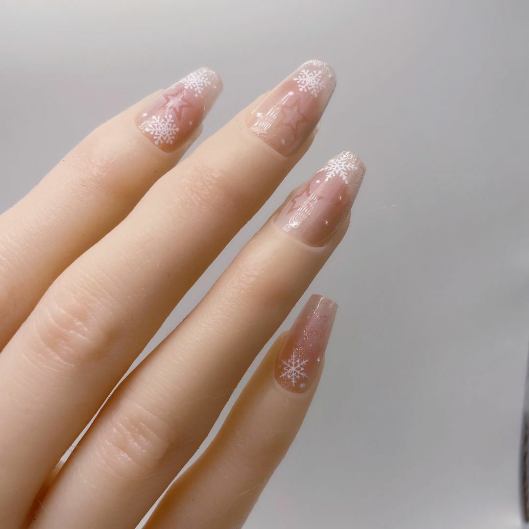 【色: #7 雪の華】Kokowomite Nails 手作り ネイルチップ 韓 コスメ/美容のネイル(ネイルケア)の商品写真