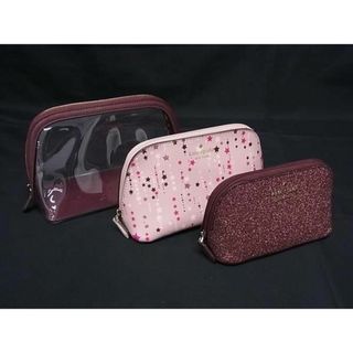 ケイトスペードニューヨーク(kate spade new york)の■新品■未使用■ kate spade ケイトスペード PVC レザー グリッター スター ポーチ マルチケース 3点セット ボルドー系 ピンク系 AS8208 (ポーチ)