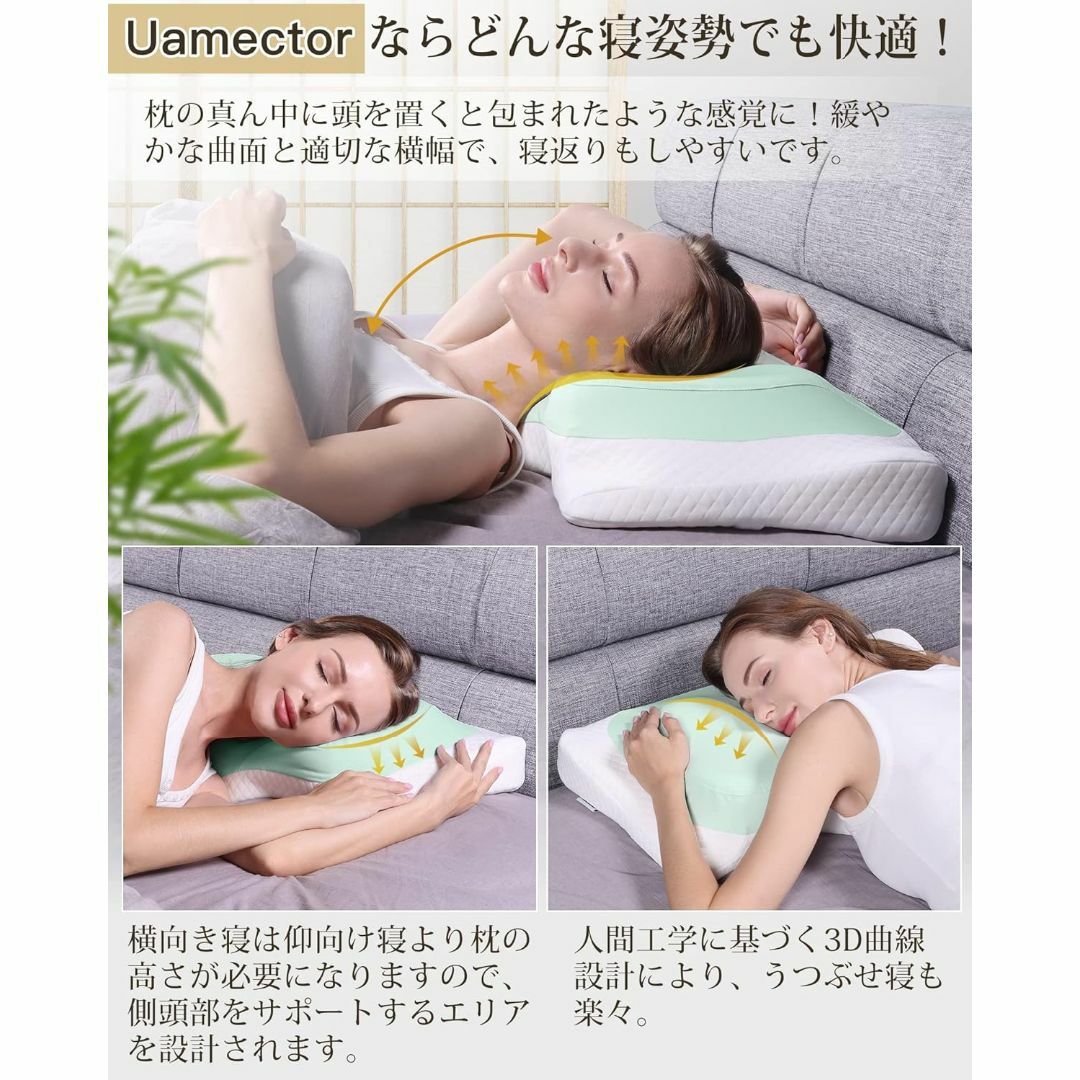 アマゾン6,468円 Uamector 低反発枕 横向き寝 人間工学 快眠枕 インテリア/住まい/日用品の寝具(枕)の商品写真