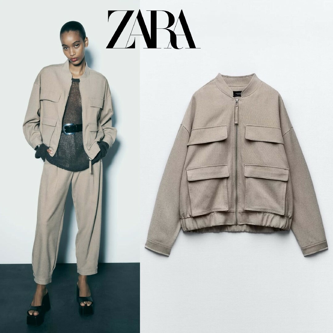 ZARA(ザラ)のZARA　ポケット ボンバージャケット L レディースのジャケット/アウター(ブルゾン)の商品写真