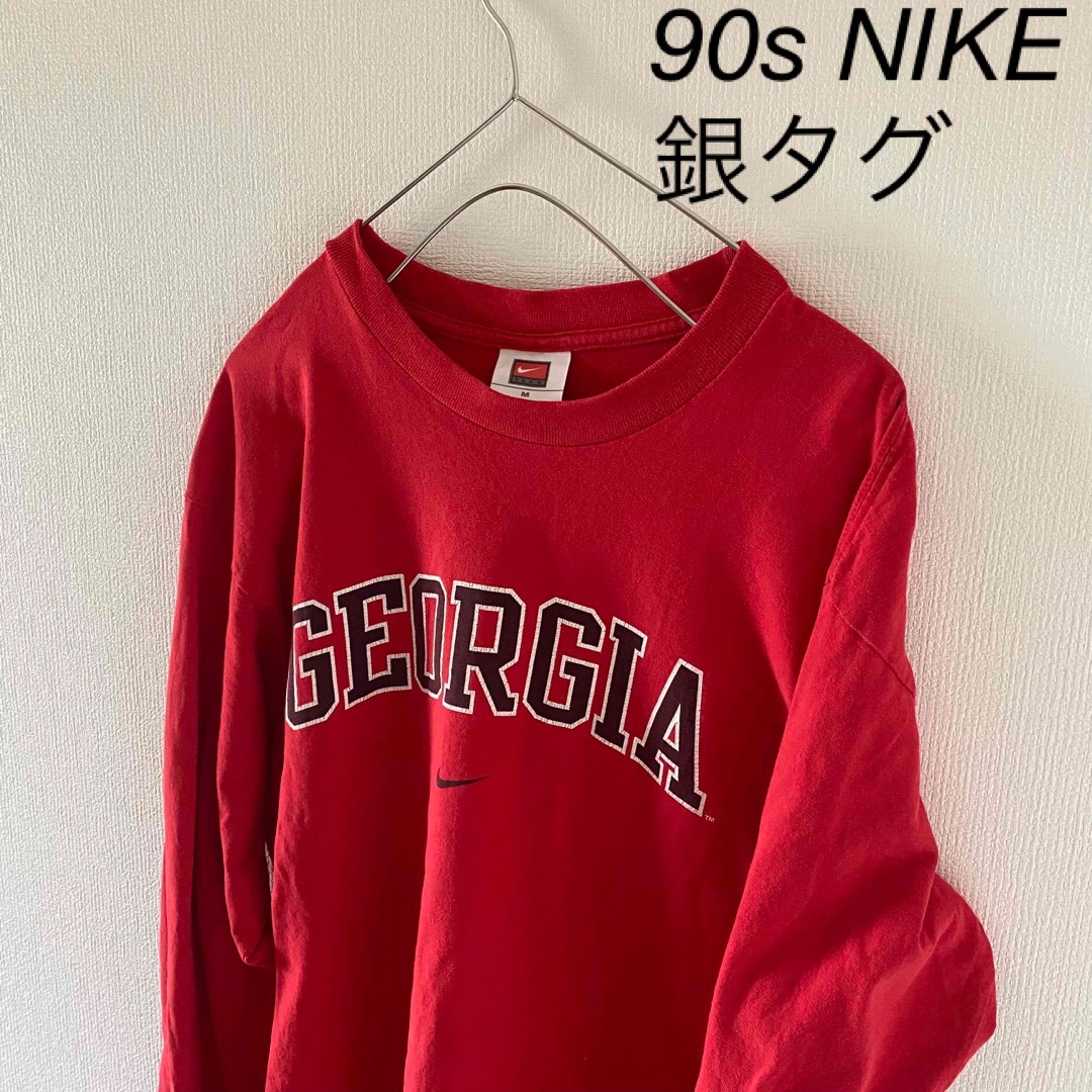 NIKE(ナイキ)の90sNIKEナイキ銀タグロンtシャツメンズ長袖mlレッド赤 メンズのトップス(Tシャツ/カットソー(七分/長袖))の商品写真