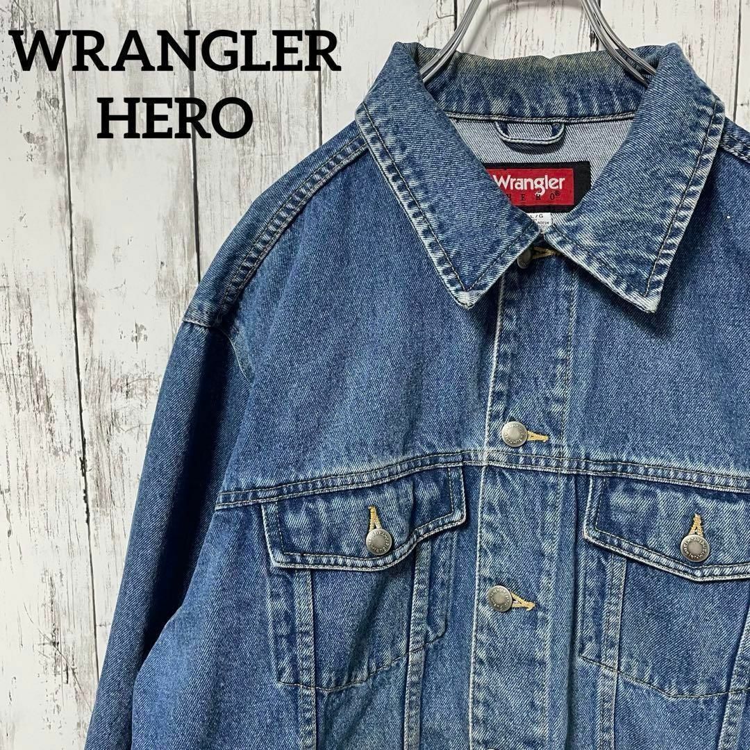 Wrangler(ラングラー)のラングラー ヒーロー USA古着 デニムジャケットバックプリントイーグルLメンズ メンズのジャケット/アウター(Gジャン/デニムジャケット)の商品写真