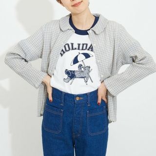 ドットアンドストライプスチャイルドウーマン(Dot&Stripes CHILDWOMAN)のギンガムブルーゼ襟付きブラウス(シャツ/ブラウス(半袖/袖なし))