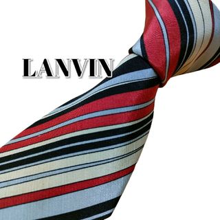 ランバン(LANVIN)の★LANVIN★　ランバン　レッド系　ストライプ　フランス製(ネクタイ)