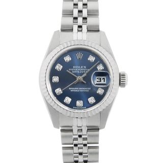 ロレックス(ROLEX)のロレックス デイトジャスト 10Pダイヤ 79174G ブルー K番 レディース 中古 腕時計(腕時計)