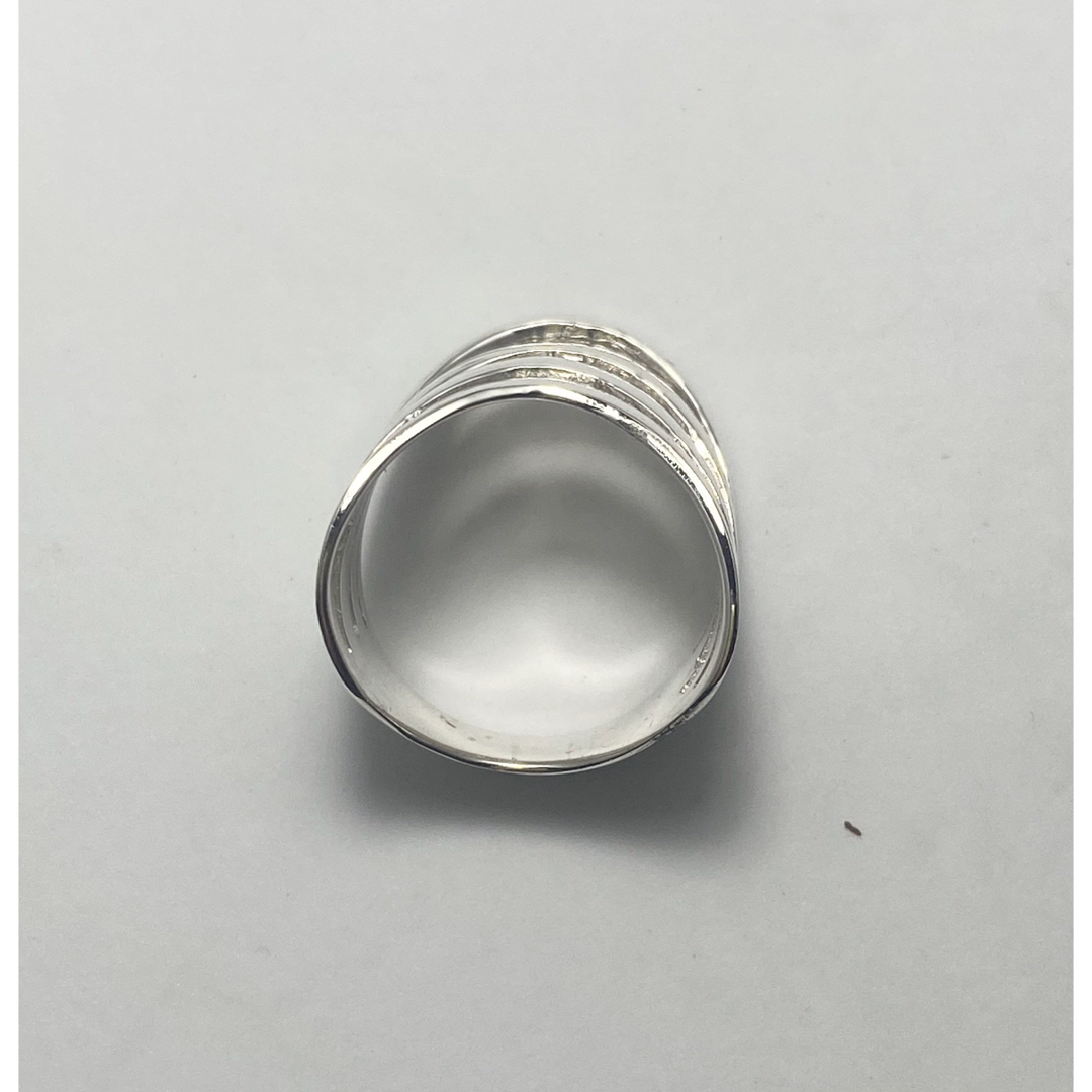 純銀細工アートリングシルバー指輪SILVER四段透かしV字スターリングブッf11 メンズのアクセサリー(リング(指輪))の商品写真