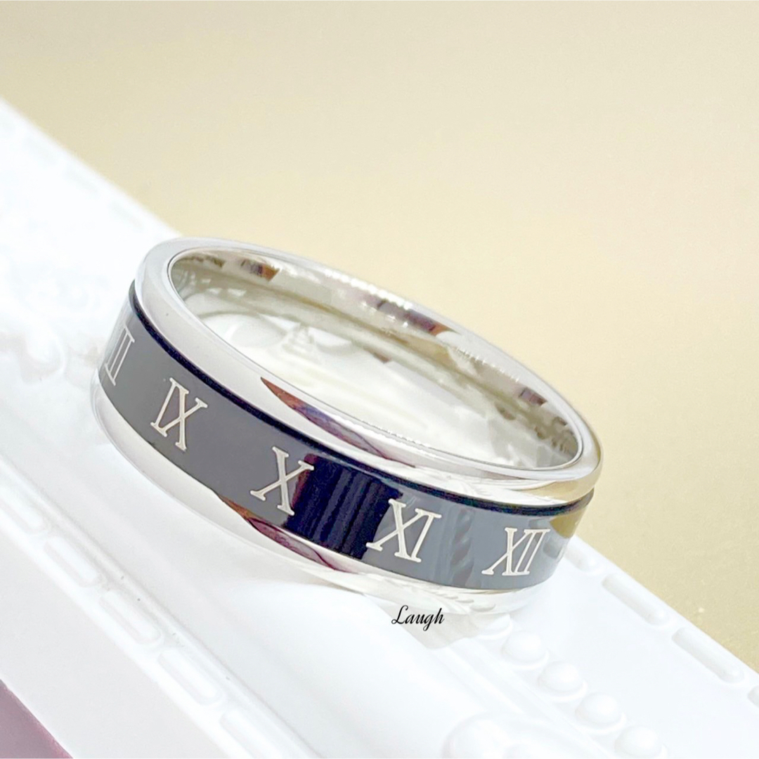ブラック ローマ字リング ステンレスリング ステンレス指輪 ピンキーリング メンズのアクセサリー(リング(指輪))の商品写真