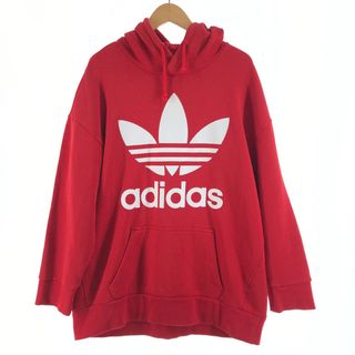 アディダス(adidas)の〇〇adidas アディダス メンズ パーカー サイズL DH5769 レッド トレフォイル オーバーサイズ(パーカー)