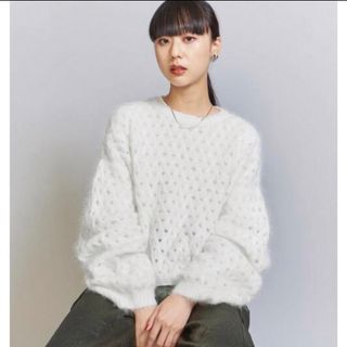 ビューティアンドユースユナイテッドアローズ(BEAUTY&YOUTH UNITED ARROWS)のbeautyandyouthアンゴラミックス透かし編みケーブルニットプルオーバー(ニット/セーター)