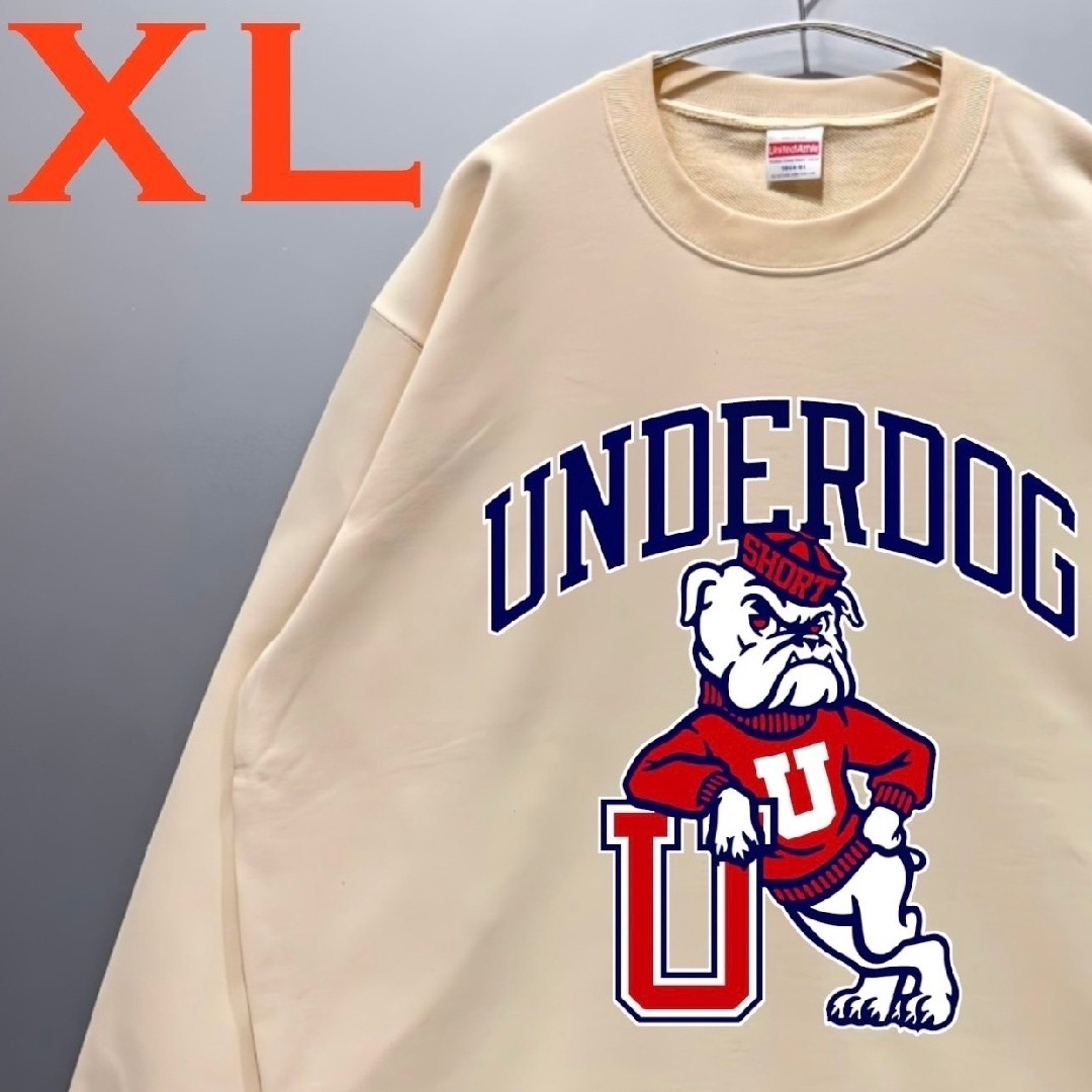 男女兼用 カレッジロゴ UNDERDOG トレーナー スエット(ベージュ) メンズのトップス(スウェット)の商品写真