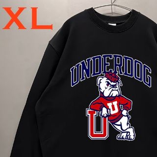 男女兼用 カレッジロゴ UNDERDOG トレーナー スエット(黒)(スウェット)