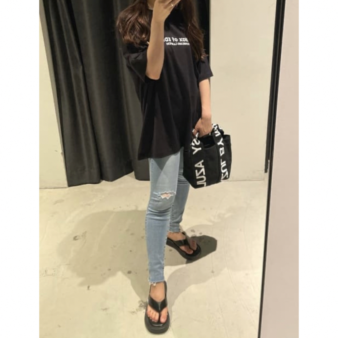 AZUL by moussy(アズールバイマウジー)のAZUL by moussy♡AZUL ロゴキャンバストートバッグ♡ブラック新品 レディースのバッグ(トートバッグ)の商品写真