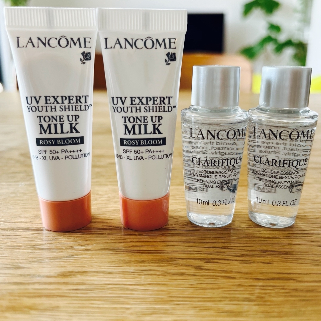 LANCOME(ランコム)のLancôme 日焼け止め用乳液&化粧水　試供品 コスメ/美容のベースメイク/化粧品(化粧下地)の商品写真