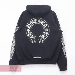 クロムハーツ(Chrome Hearts)のCHROME HEARTS Horseshoe Pullover Hoodie クロムハーツ ホースシュープルオーバーフーディ パーカー 袖CHクロスプリント ブラック サイズL【240315】【新古品】【me04】(パーカー)