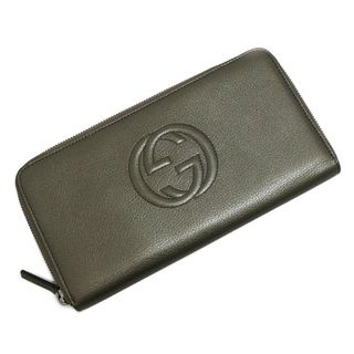 グッチ(Gucci)のグッチ ソーホー インターロッキングG オーガナイザー ラウンドファスナー 長財布 レザー メタリックカーキ シルバー金具 306112 GUCCI（未使用保管品）(長財布)