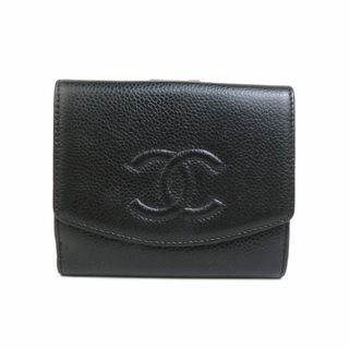 シャネル(CHANEL)のシャネル CHANEL 二つ折り財布 ココマーク レザー ブラック レディース 送料無料【中古】 h30141g(財布)