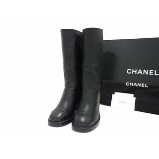 シャネル(CHANEL)の■極美品■ CHANEL シャネル ココマーク レザー ブーツ 表記サイズ 37 1/2 (約23.5cm) 靴 シューズ レディース ブラック系 AV5861(ハイヒール/パンプス)