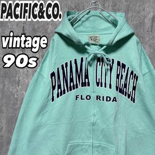 ヴィンテージ(VINTAGE)のUS古着 PACIFIC&CO. スウェットパーカー デカロゴ ビッグシルエット(パーカー)