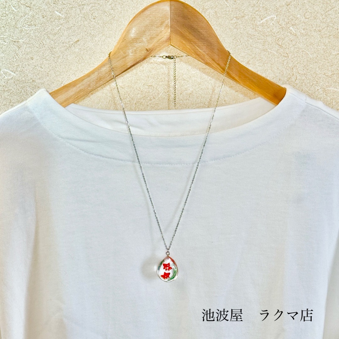 金魚雫のネックレス (琉金紅白 琉金赤)