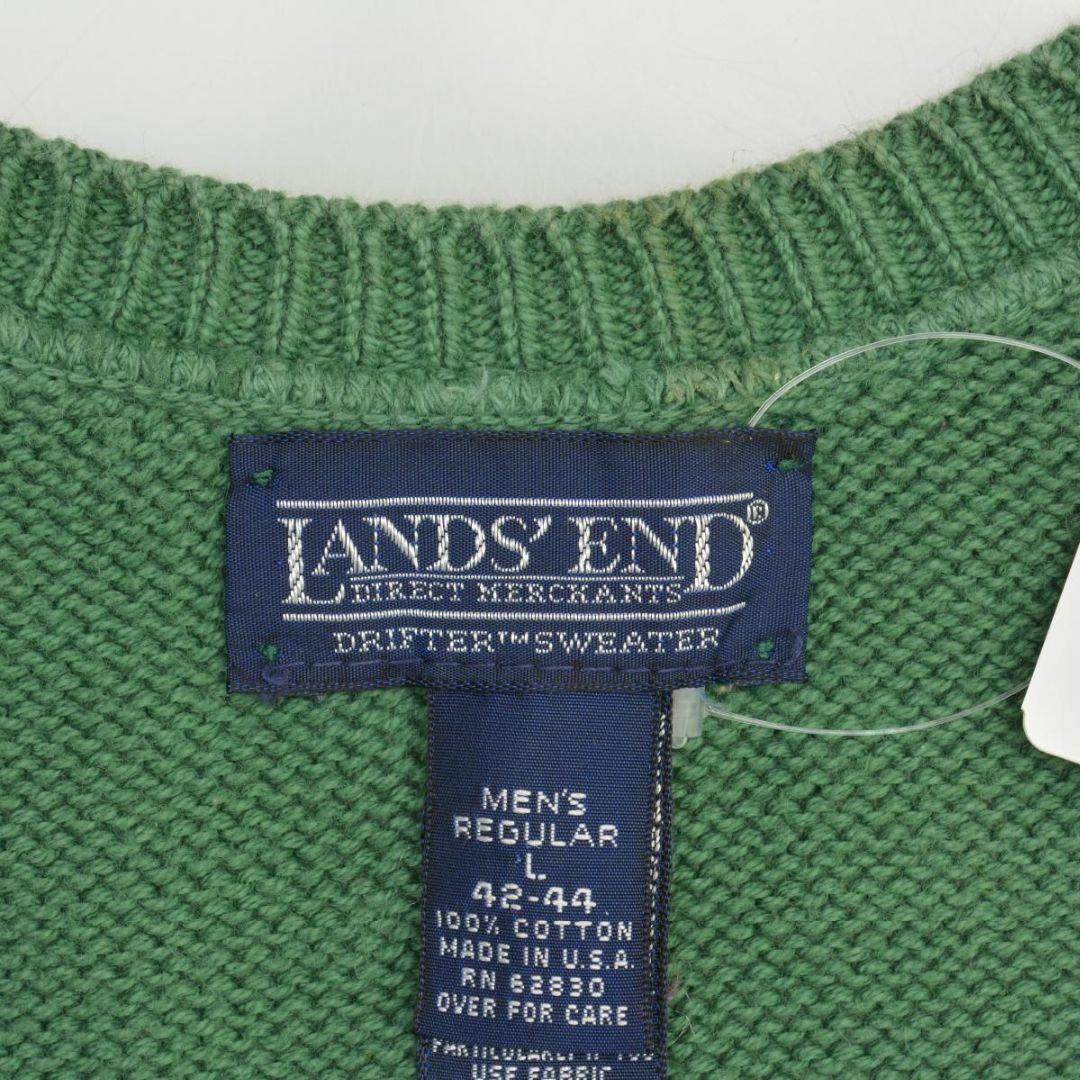 LANDS’END(ランズエンド)の【LANDS'END】90s USA製 Vネックコットンニットベスト メンズのトップス(ベスト)の商品写真