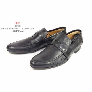 グッチ(Gucci)の【極美品】グッチ245583 サドルローファー黒UK8(スリッポン/モカシン)