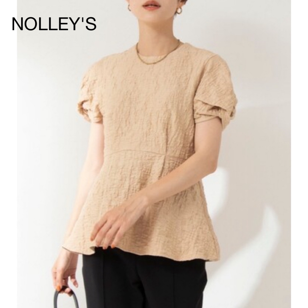 NOLLEY'S(ノーリーズ)の【新品】ノーリーズ  NOLLEY'S ジャガードブラウス ペプラム レディースのトップス(シャツ/ブラウス(半袖/袖なし))の商品写真