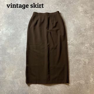 ヴィンテージ(VINTAGE)のレトロ古着【11】ロングスカート ウエストゴム タック 裏地キュプラ(ロングスカート)