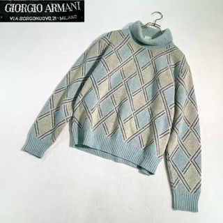 ジョルジオアルマーニ(Giorgio Armani)のX298【ジョルジオアルマーニ】アーガイル柄　タートルネック　セーター　ウール(ニット/セーター)