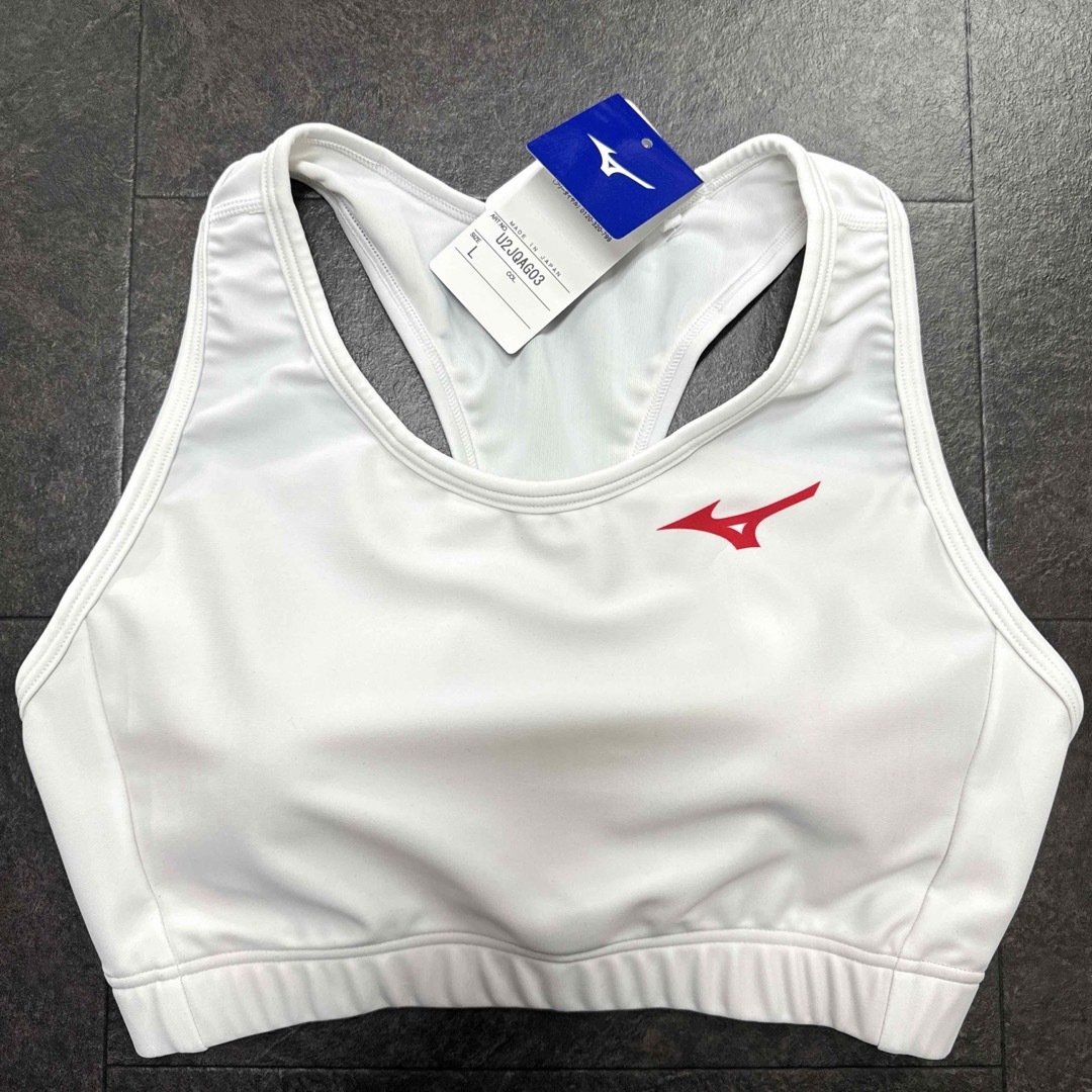 MIZUNO(ミズノ)のミズノ　女子陸上ユニフォーム上下セット　Lサイズ　ホワイト×レッド　新品 スポーツ/アウトドアのスポーツ/アウトドア その他(陸上競技)の商品写真