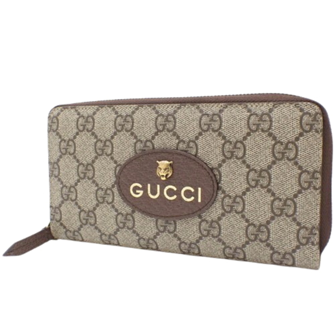 Gucci(グッチ)のGUCCI(グッチ) ネオヴィンテージ GGスプリーム ジップアラウンドウォレット長財布 ラウンドファスナー メタルキャット ベージュ エボニー ブラウン茶 イエロー アンティークゴールド金具 473953 K9GOT 8861(2024年3月現在現行品) メンズ 40802089015【中古】【アラモード】 メンズのファッション小物(長財布)の商品写真