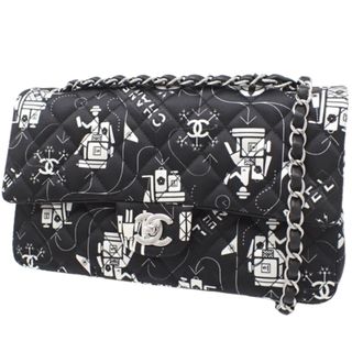 シャネル(CHANEL)のCHANEL(シャネル) マトラッセ マトラッセ 25 エアライン ショルダーバッグ 2way 肩掛け 斜め掛け ダブルフラップ チェーンショルダー シルク サテン ブラック黒 ホワイト白シロ シルバー金具 レディース 40802080591【中古】【アラモード】(ショルダーバッグ)