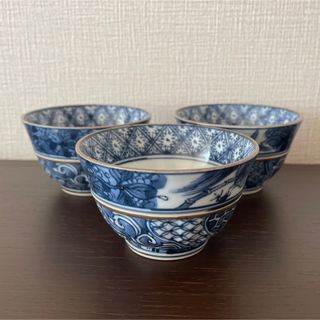 《京焼》加藤利昌 祥瑞花鳥 茶碗 3客　湯呑(食器)