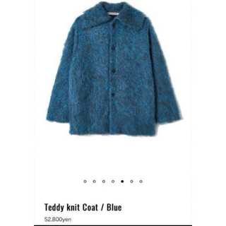 パーバーズ 22AW Teddy knit Coat Blue モヘヤ　フリー(毛皮/ファーコート)