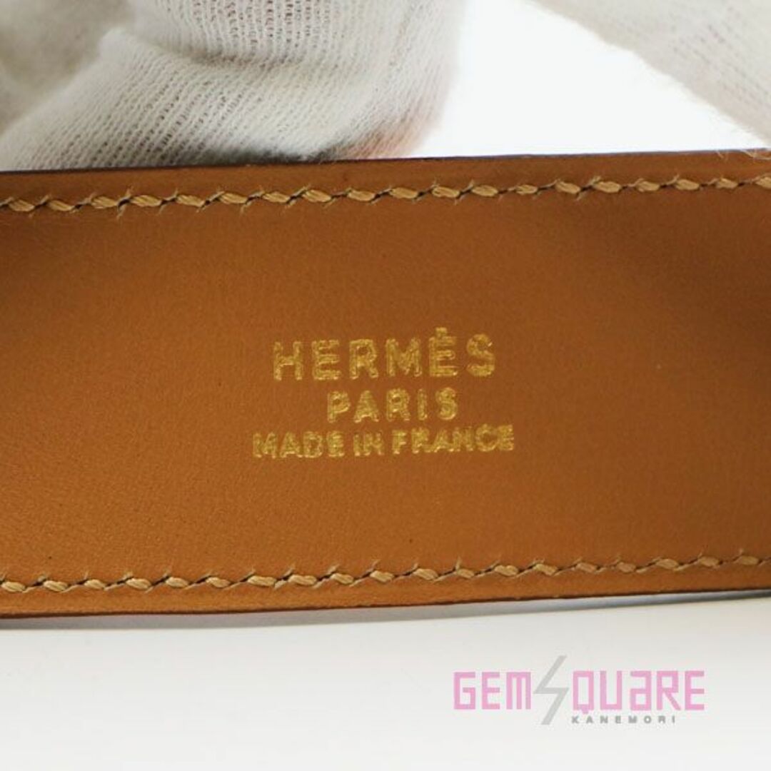 Hermes(エルメス)のHERMES エルメス メドールバングル ゴールド レッドレザー 中古 レディースのアクセサリー(ブレスレット/バングル)の商品写真