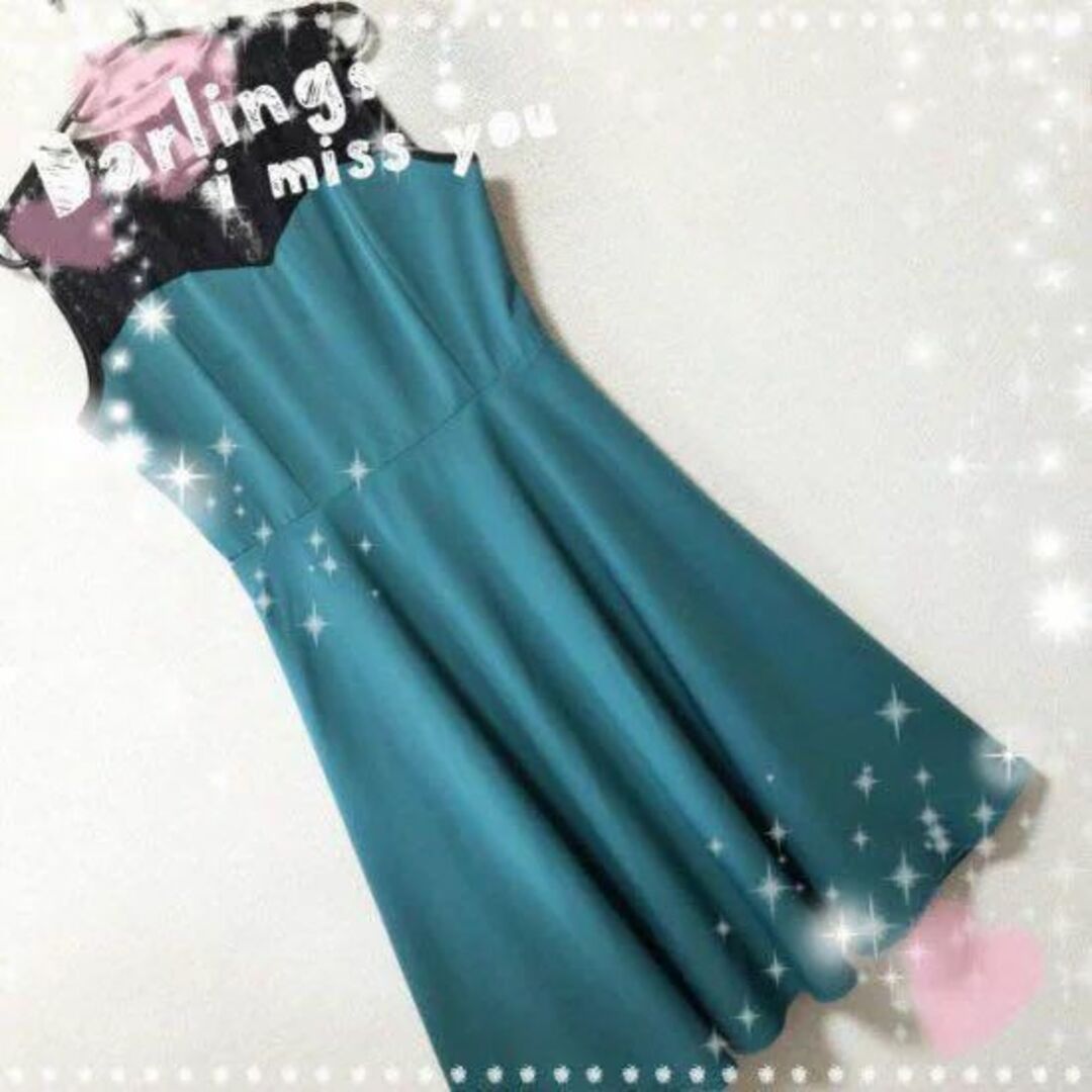新品☆腰リボン付き♪胸元レースふんわりワンピース　グリーン　ＸＬ レディースのワンピース(ひざ丈ワンピース)の商品写真