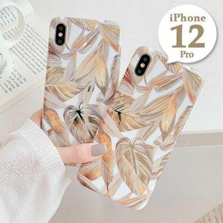 iPhone12pro〔ボタニカルゴールドiPhoneケース〕スマホカバー プロ(iPhoneケース)