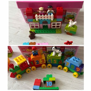 レゴデュプロ(レゴ デュプロ)のレゴ　デュプロ　ピンクのコンテナ　かずあそびトレイン　２個セット(知育玩具)