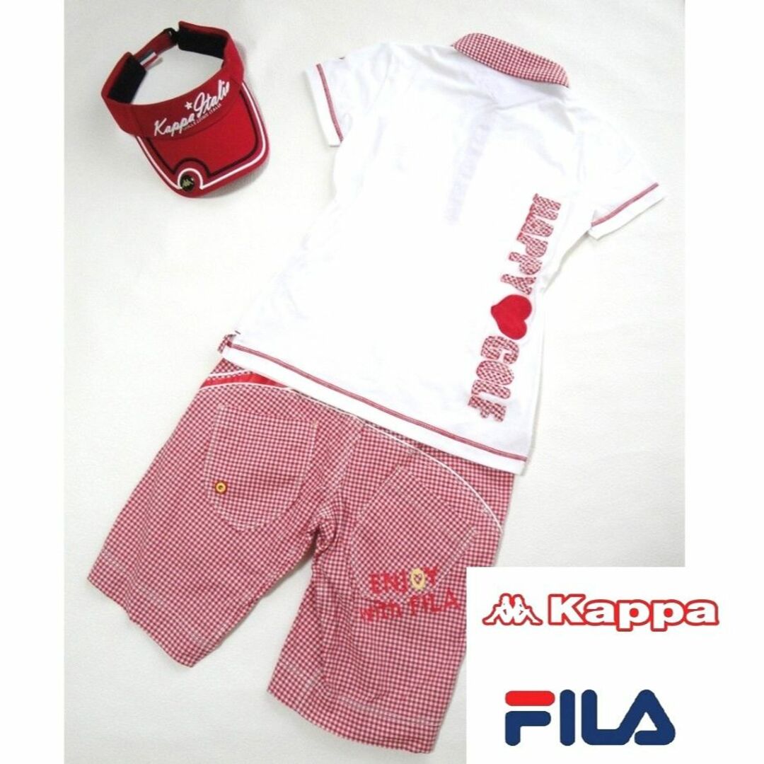 Kappa(カッパ)の【3点セット】◆Kappa◆ サンバイザー◆FILA◆ ポロシャツ パンツ スポーツ/アウトドアのゴルフ(ウエア)の商品写真