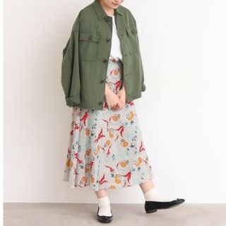 ドットアンドストライプスチャイルドウーマン(Dot&Stripes CHILDWOMAN)のスケッチフラワープリント Aラインスカート(ロングスカート)