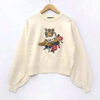 ダブルクローゼット(w closet)のダブルクローゼット w closet タイガー 刺繍 ボリューム袖ニットセーター(ニット/セーター)