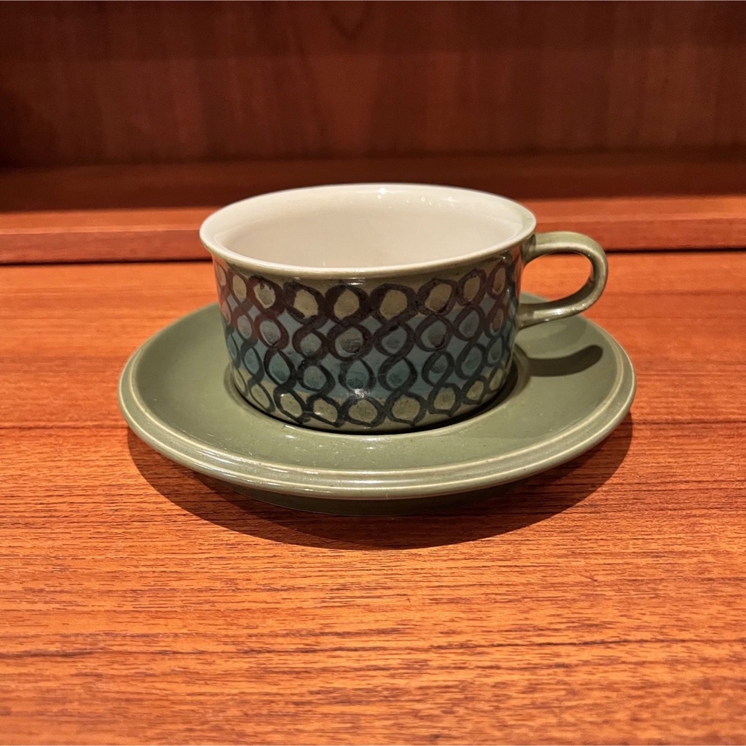 ARABIA(アラビア)の【希少かつ美品】HLA - olive green ドット柄/ ARABIA インテリア/住まい/日用品のキッチン/食器(グラス/カップ)の商品写真