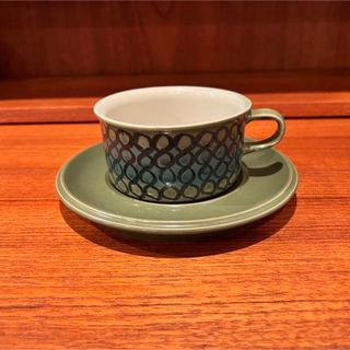 アラビア(ARABIA)の【希少かつ美品】HLA - olive green ドット柄/ ARABIA(グラス/カップ)