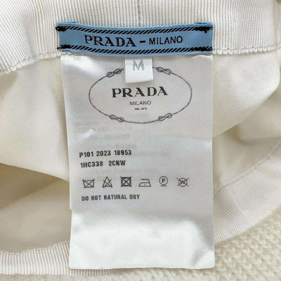 PRADA(プラダ)のプラダ バケットハット ロゴプレート ウール サイズM 1HC338 PRADA 帽子 白 レディースの帽子(ハット)の商品写真